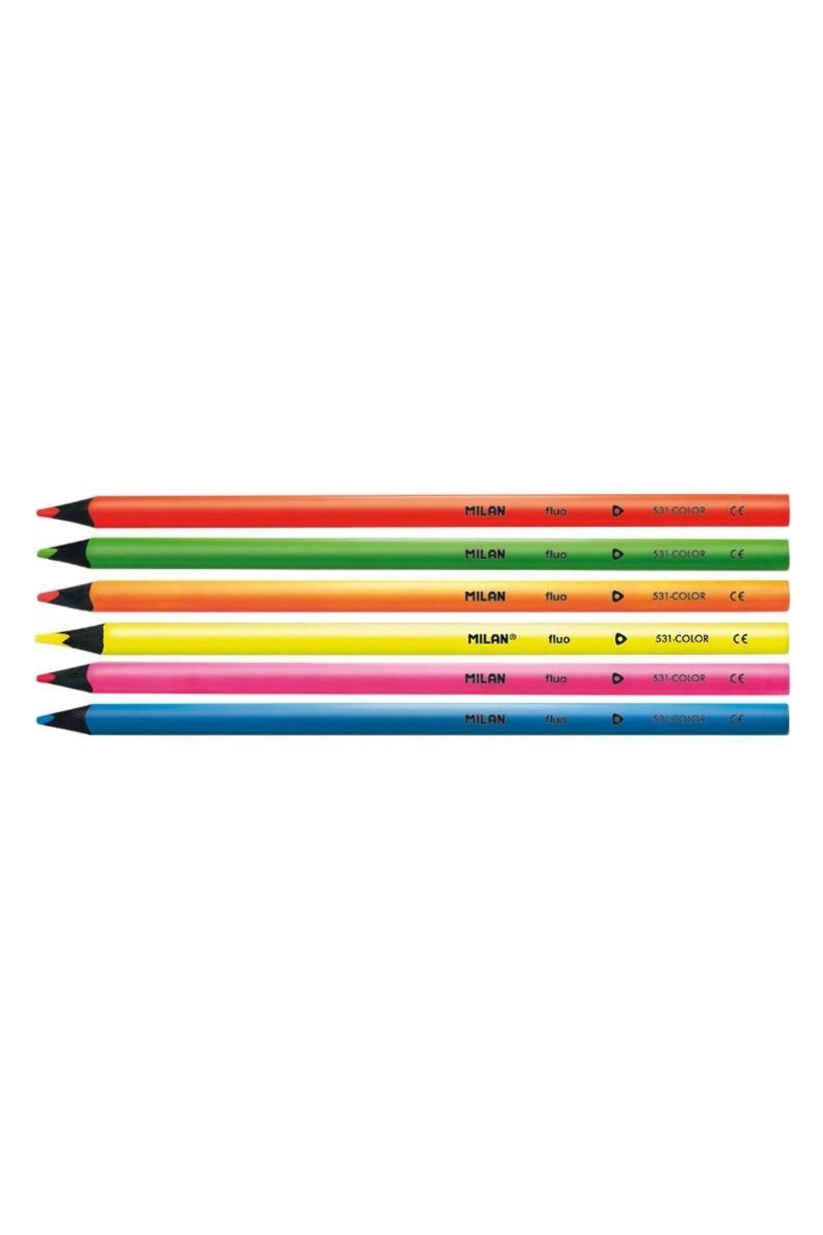 752306 Black Wood Fluo Dry Crayons 6 pcs
