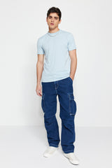Dirty Blue Men's Basic Regular/Normal Fit Crew Neck Short Sleeved T-Shirt TMNSS22TS0271