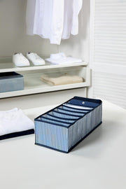 8 Compartment Dark Blue Striped Drawer Organizer - Swordslife