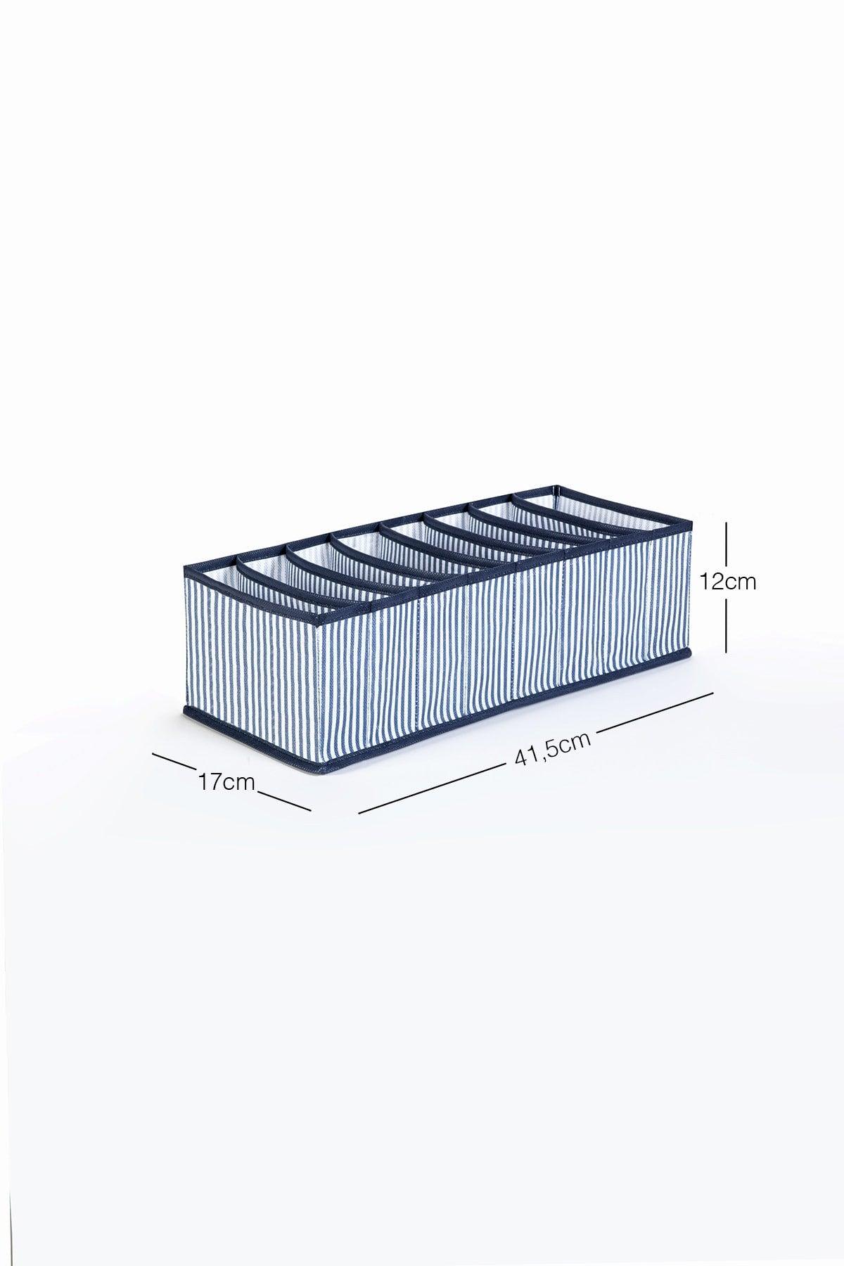 8 Compartment Dark Blue Striped Drawer Organizer - Swordslife