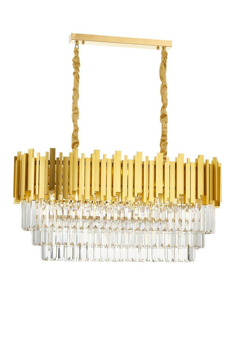 Yellow Crystal Stone Chandelier Over 80' Dining Table - Swordslife