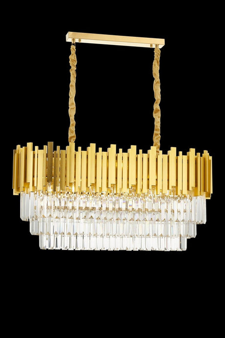 Yellow Crystal Stone Chandelier Over 80' Dining Table - Swordslife