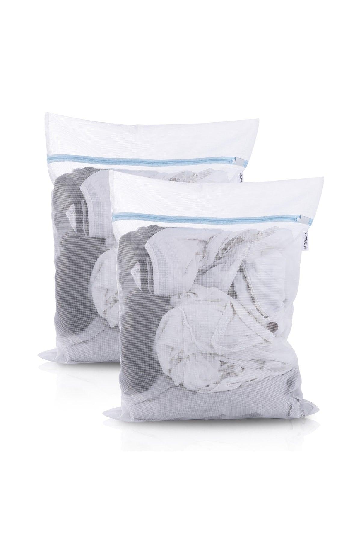 90*110 2 Pcs Large Size Laundry Washing Net Bag Washing Net Bag With Zipper - Swordslife