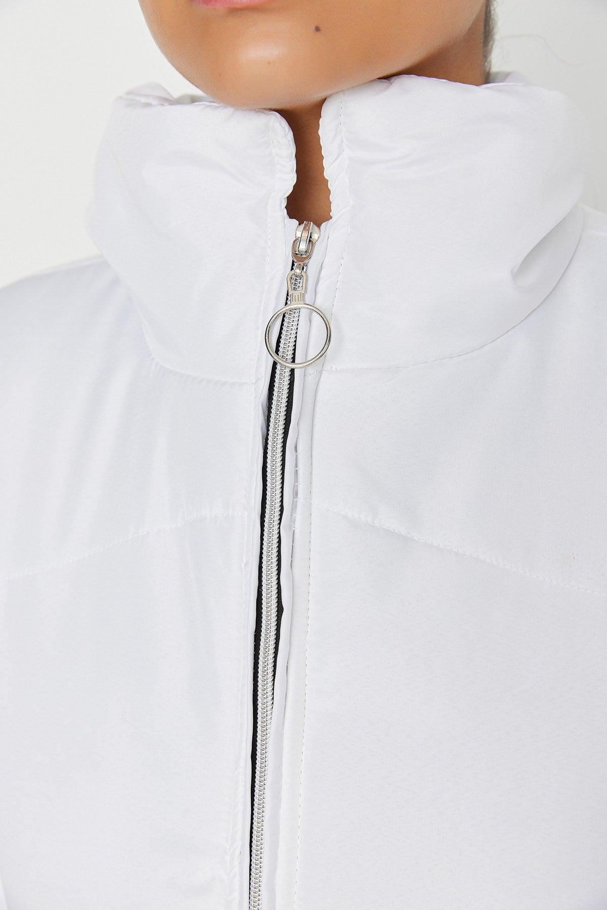 White Zipper Closure Inflatable Coat TWOSS20MO0015 - Swordslife