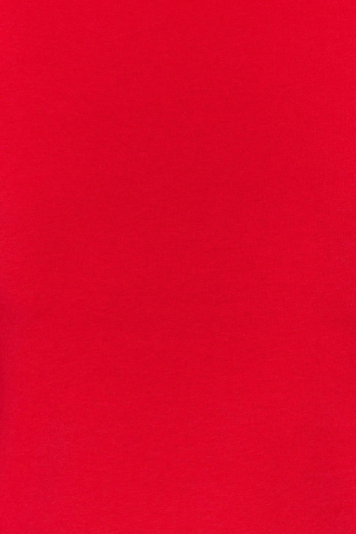 Red Low Back Crop Cotton Stretch Knitted Blouse TWOSS23BZ00912 - Swordslife