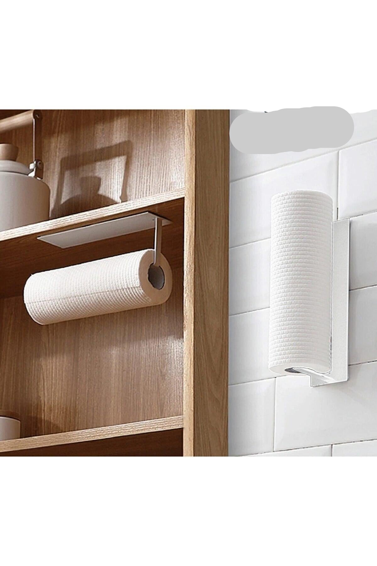 Adhesive paper roll towel, paper towel holder, towel holder, metal paper towel holder white - Swordslife