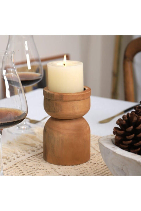 Renka White And Wood Candlestick - Swordslife