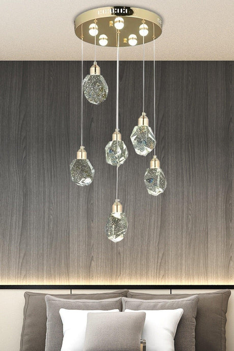 A Luxury Modern Crystallized Glass Pendant Lamp Six Power Led Chandelier Gold Yellow Daylight Led Chandelier - Swordslife