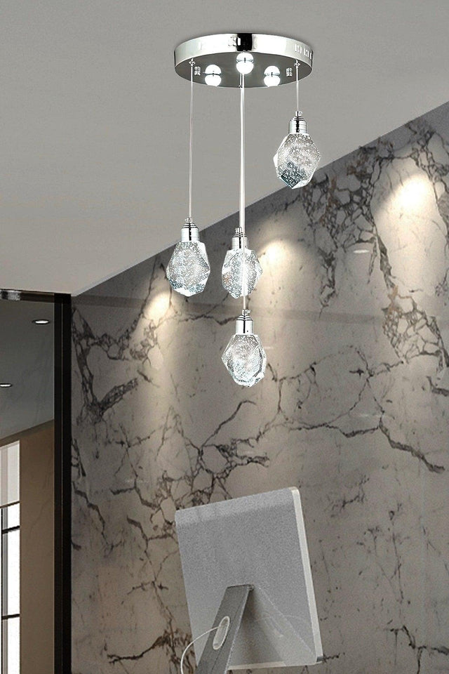 A+ Luxury Modern Crystallized Glass Pendant Lamp Quad Chrome Daylight Power Led Chandelier - Swordslife