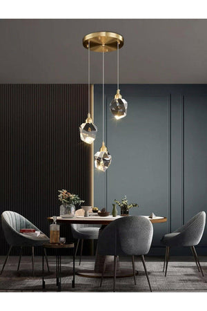 A+ Luxury Modern Crystallized Glass Pendant Lamp Triple Led Chandelier Gold Yellow - Swordslife