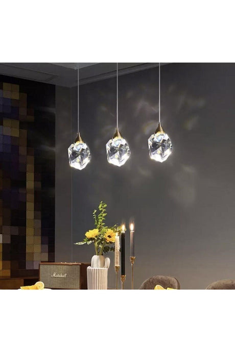 A+ Luxury Modern Crystallized Glass Pendant Lamp Triple Row Led Chandelier Gold Yellow - Swordslife