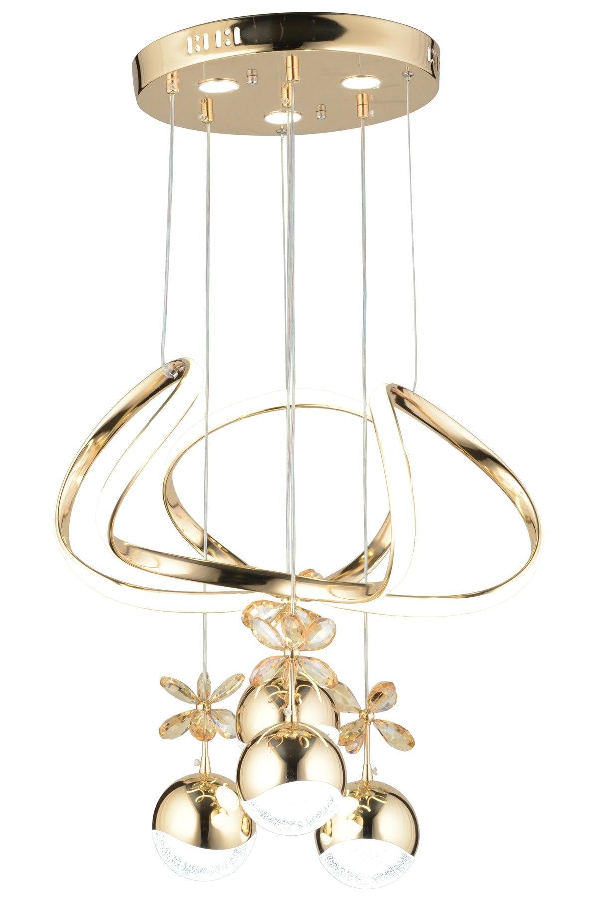 A Modern 3 Color Led Design Pendant Lamp Gold Yellow Chandelier - Swordslife
