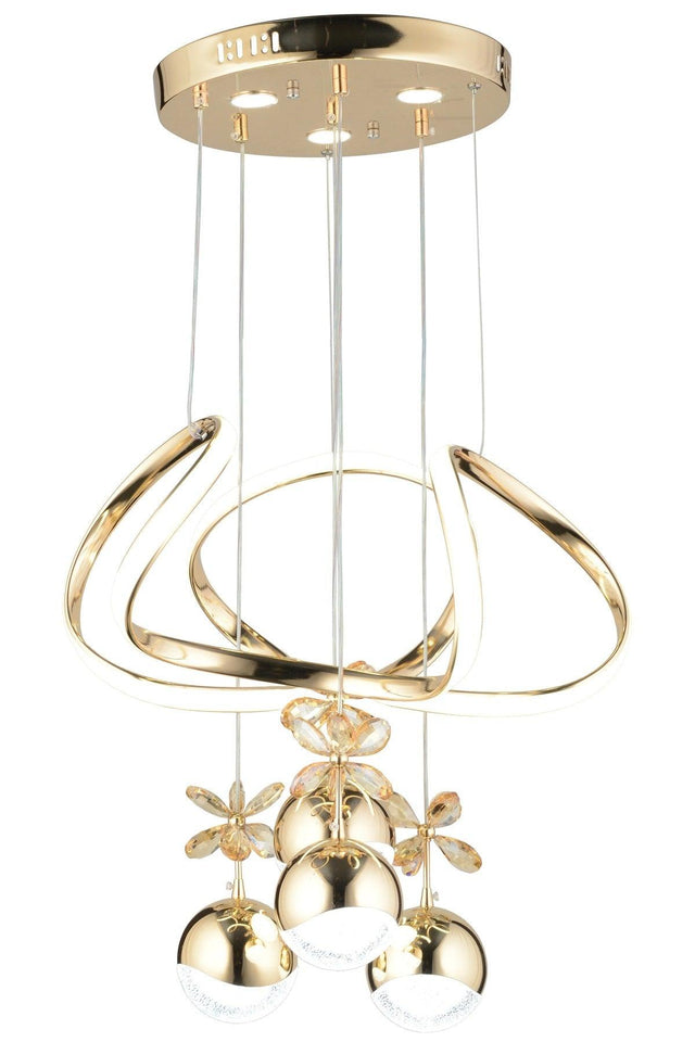 A Modern 3 Color Led Design Pendant Lamp Gold Yellow Chandelier - Swordslife