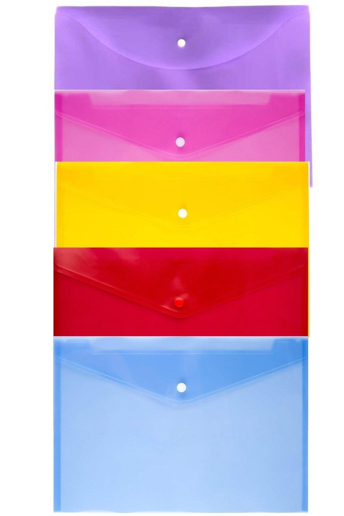 A4 Color Transparent Snap Snap Envelope File 5 pcs