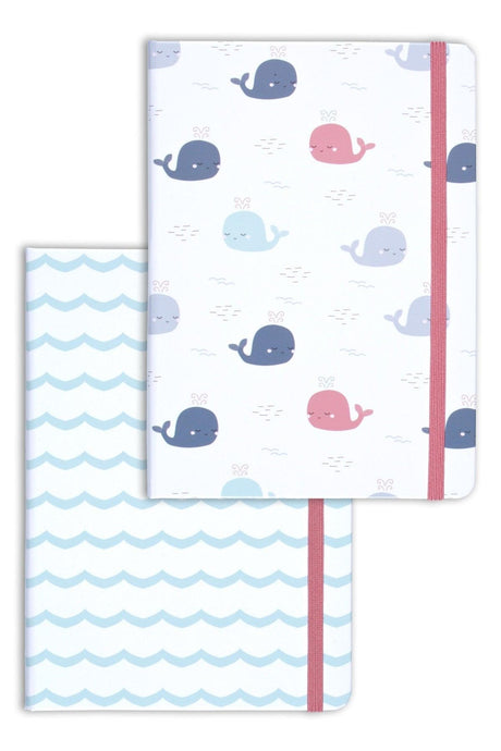 A5 Set Of 2 Notebooks 15x21 Cm Striped Whale