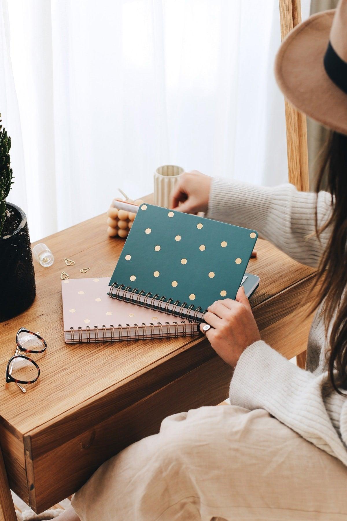 A5 Timeless Planner Agenda Polka Dot Green