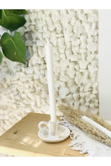 Abstract Cream White Handmade Candlestick with Handle - Swordslife