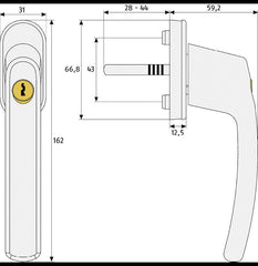 ABUS / Window handle / lockable / FG200 / silver - Swordslife