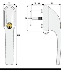 ABUS / Window handle / lockable / FG300 / brown / GL AL0125 - Swordslife