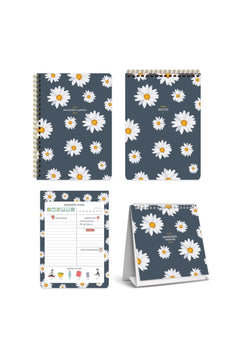 Academic planner set with spiral notebook and desk calendar