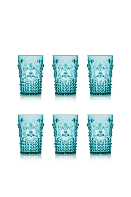 Acrylic Aquamarine 6 Pcs Short Glass & Water Soft Drink Coffee Side Glass 400 ml (Not Glass) - Swordslife