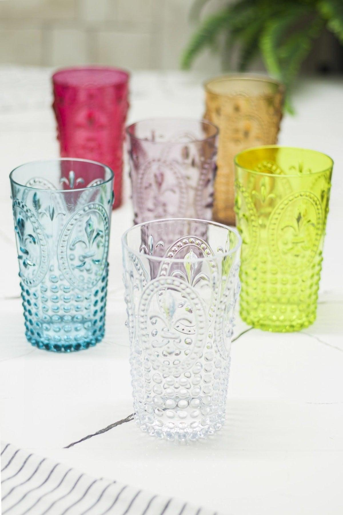 Acrylic Colored 6 Pcs Tall Glass & Water Soft Drink Glass 750 ml (Not Glass) - Swordslife