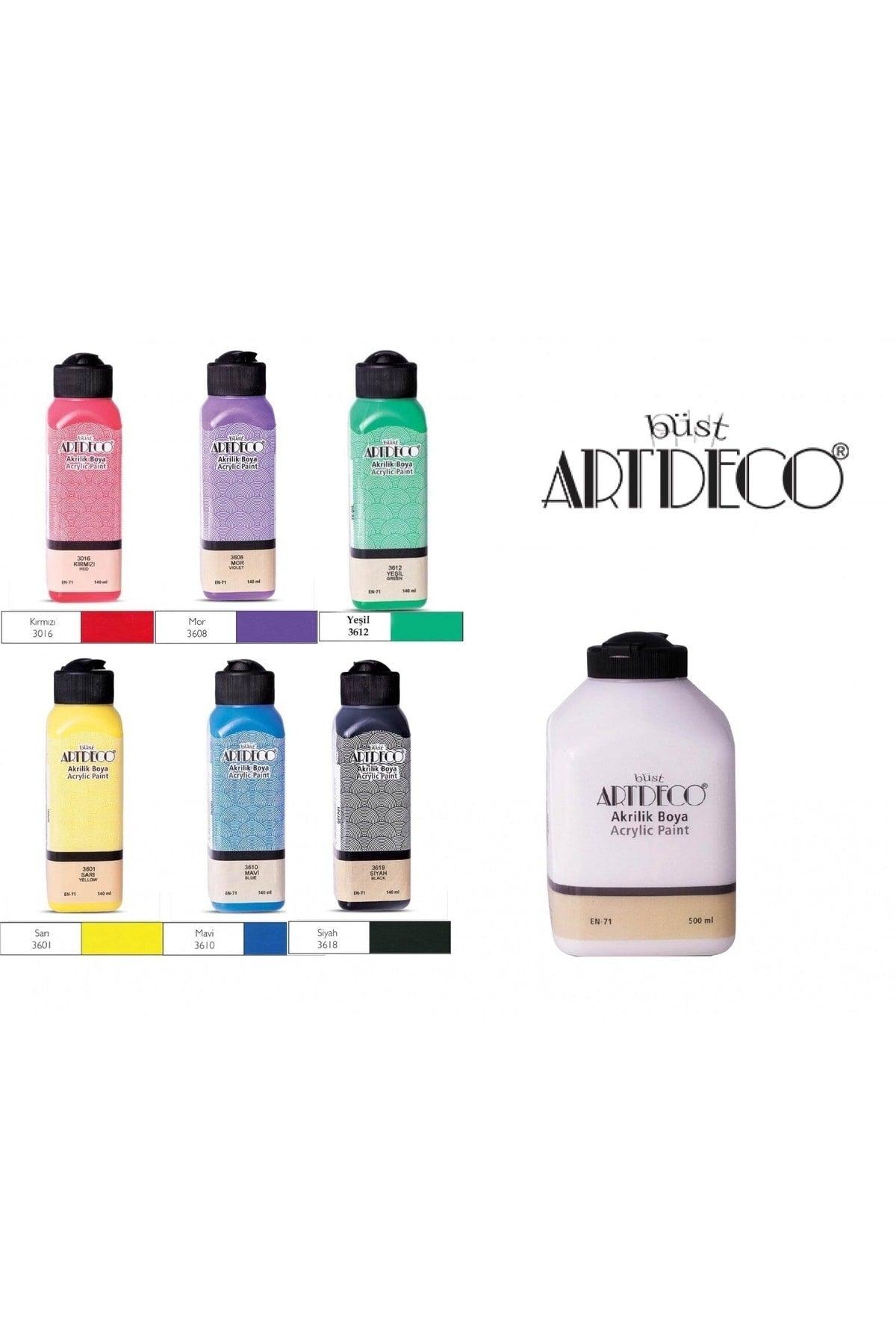 Acrylic Paint 6 Vivid Colors 140ml White 500 ml