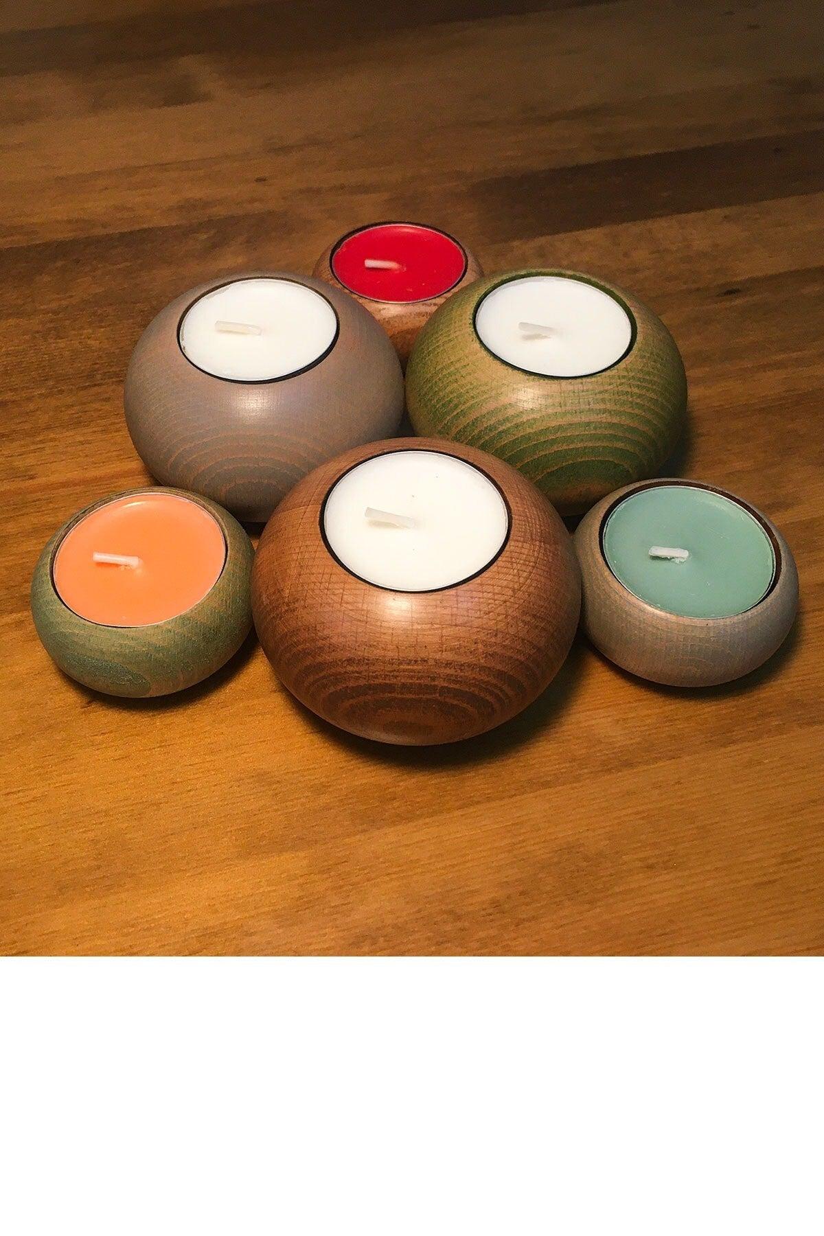 Adea + Luan Collection Six Candle Holders Set Wooden Decorative Scented - Swordslife
