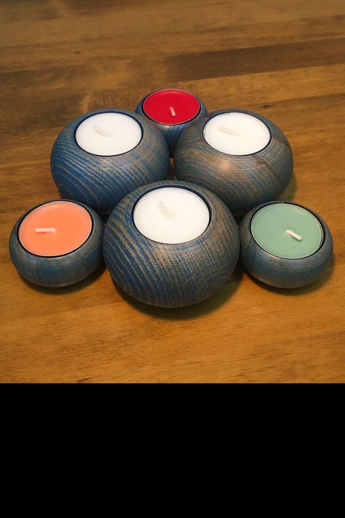 Adea + Luan Collection Six Candle Holders Set Wooden Decorative Scented - Swordslife