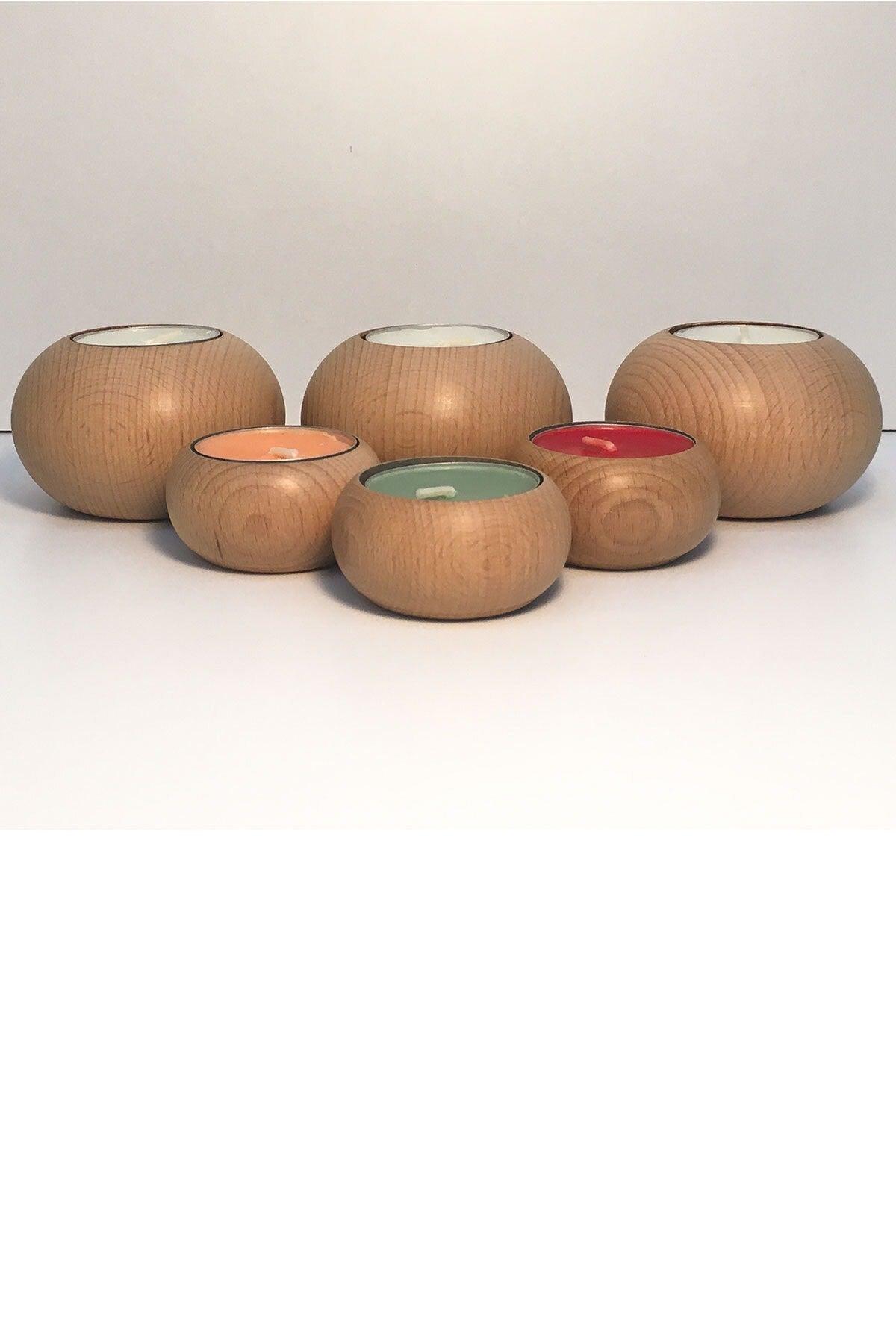 Adea + Luan Collection Six Candle Holders Set Wooden Decorative Scented - Swordslife