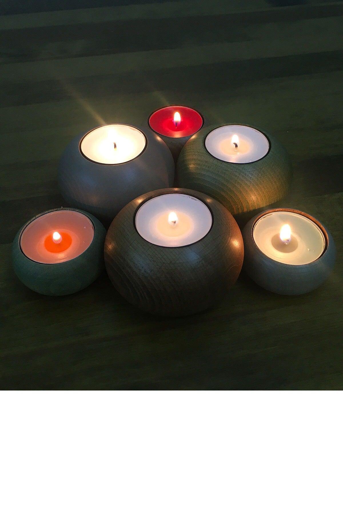 Adea + Luan Collection Six Candle Holders Set Wooden Decorative Scented - Swordslife