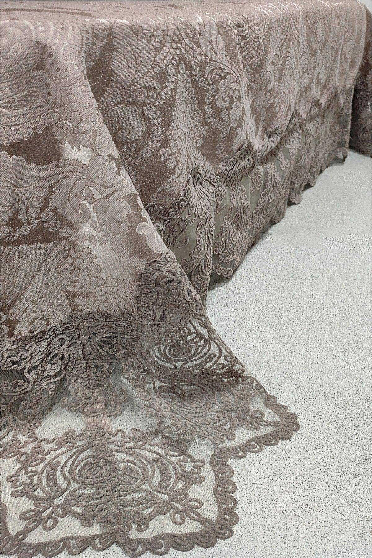 Aden Double French Lace Chenille Bedspread (260x260) (Coffee) - Swordslife