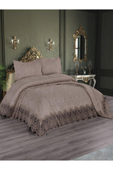 Aden Double French Lace Chenille Bedspread 260x260 Stone. - Swordslife