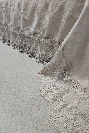 Aden Double French Lace Chenille Bedspread 260x260 Stone. - Swordslife