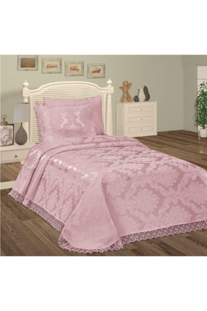 Aden Chenille Bedspread Plain Single 150x240 Cm Powder - Swordslife