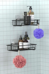 2 Pieces Bathroom Shelf Mat with Adhesive Hooks