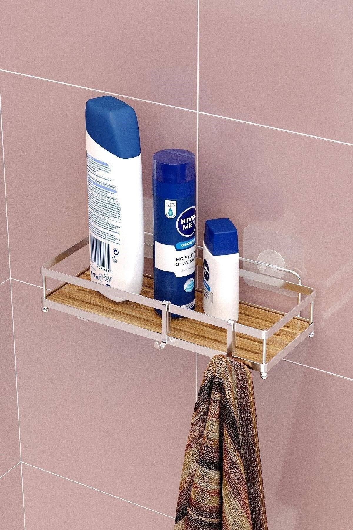 Adhesive Hook Bathroom&Kitchen Shelf Silver St180h - Swordslife