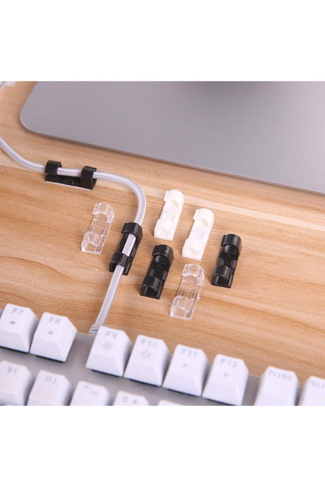 Adhesive Mini 20 Clip Usb Pc Adapter Cable Holder Apparatus Black - Swordslife