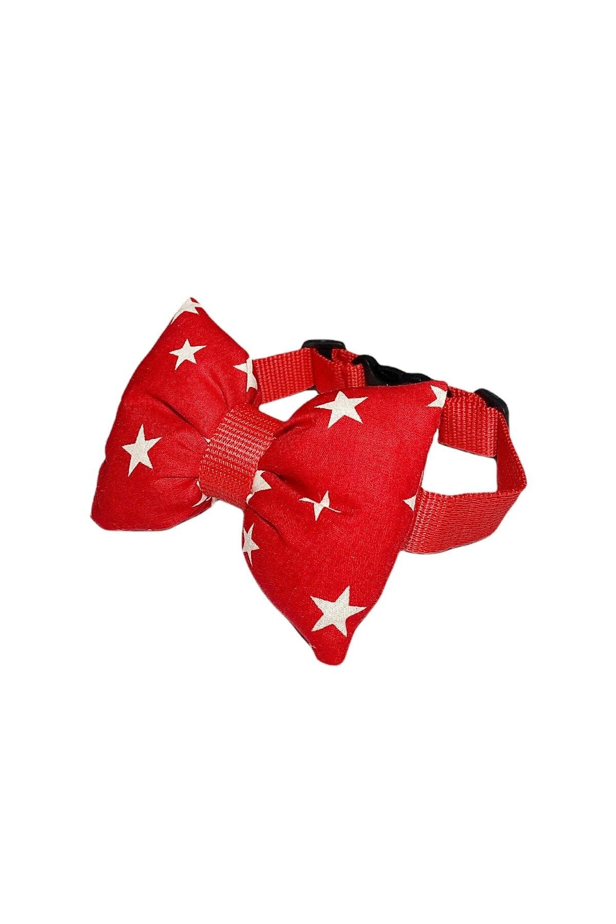 Adjustable Cat Dog Bow Tie Red Stars