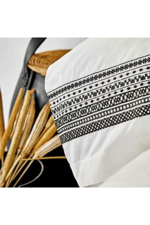 Adoma Black Cotton Embroidered Double Duvet Cover Set - Swordslife