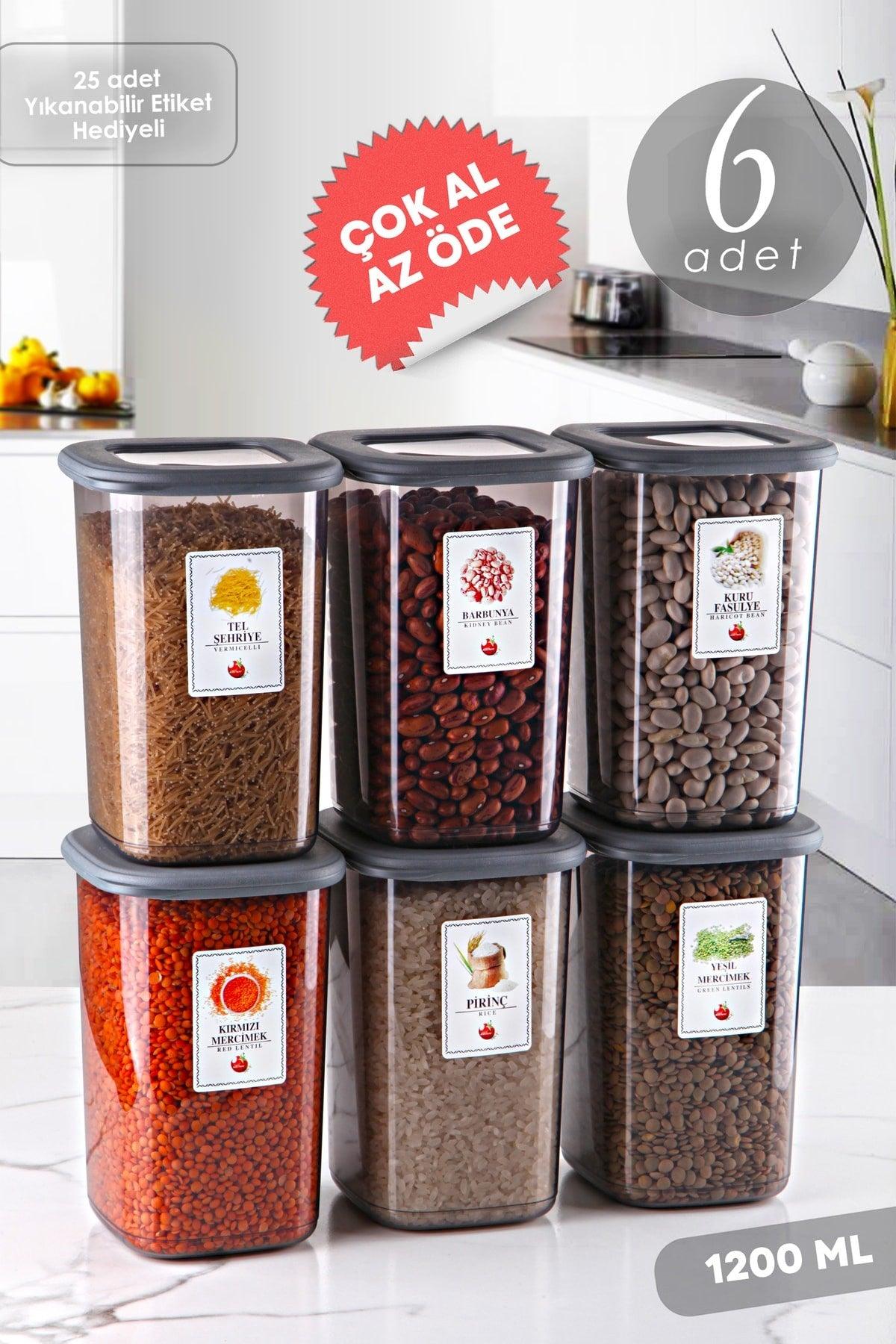 Advantageous 6 Pcs Anthracite Boly Square Storage Container Set 1200ml - Multi-Set Set Supply Jar - Swordslife
