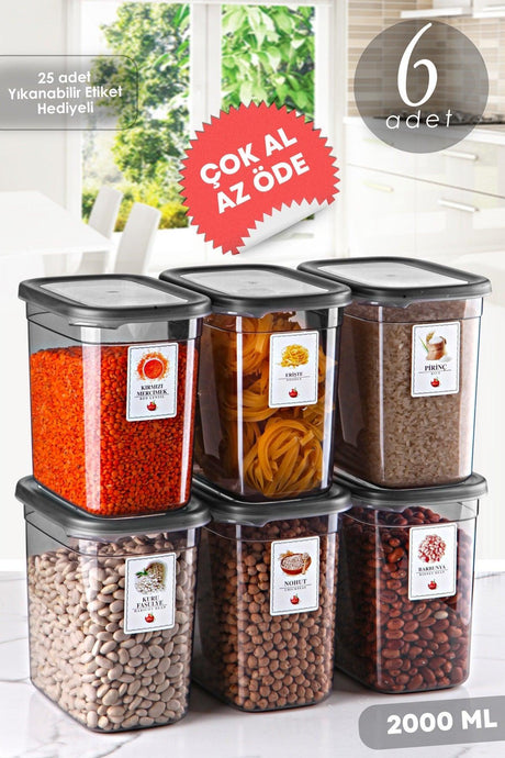 Advantageous 6 Pcs Anthracite Moly Rectangular Storage Container Set 2000ml - Multi-Set Set Supply - Swordslife