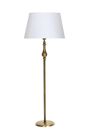 Tumbled Plated Retro Flat Single Leg Metal Floor Lamp Conical White Head - Swordslife