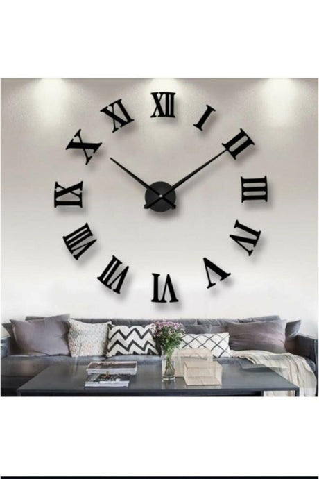 Wooden 3d Roman Numeral Wall Clock Black - Swordslife