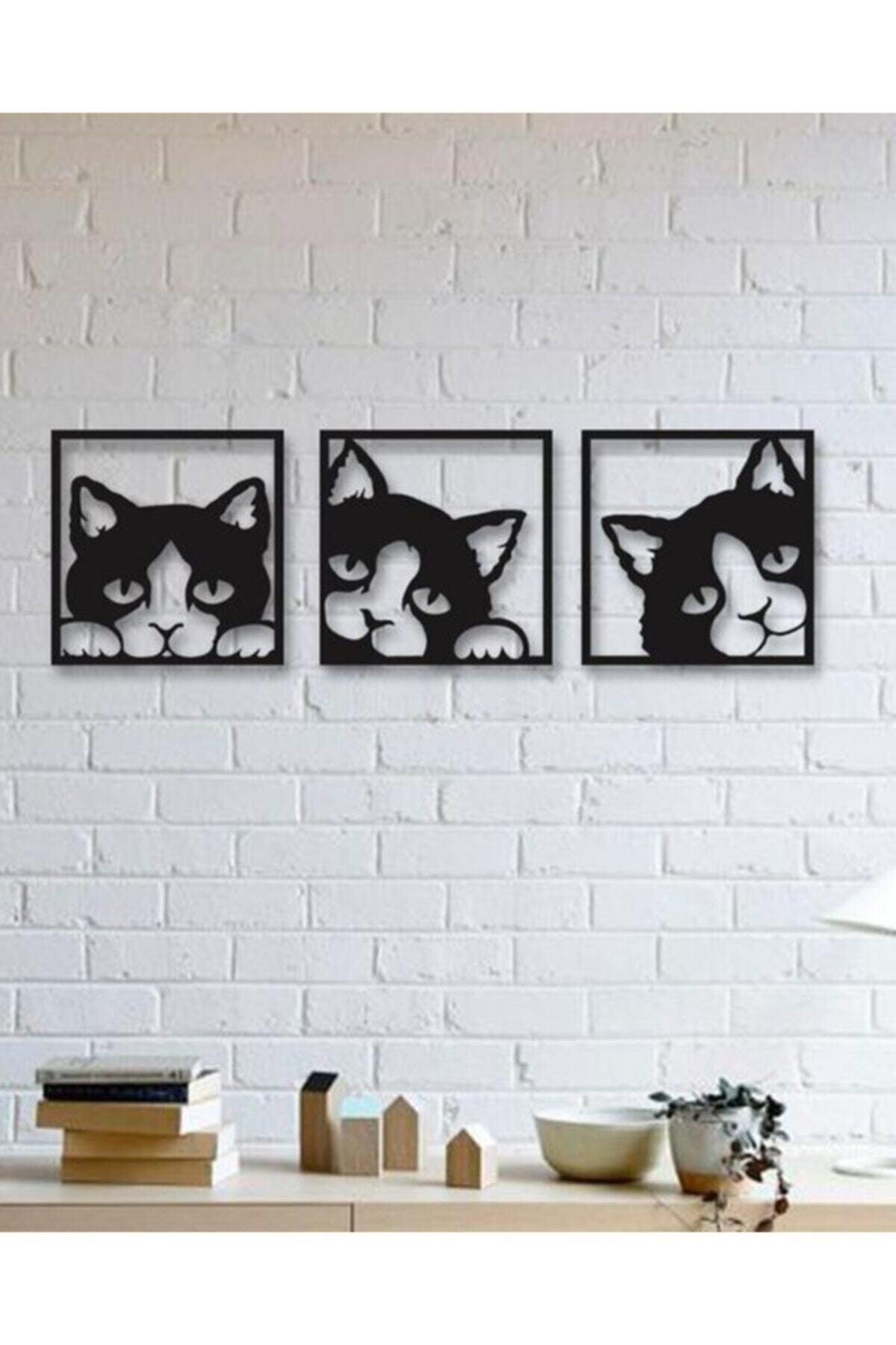 Wooden Cat Wall Board Set of 3 - Swordslife