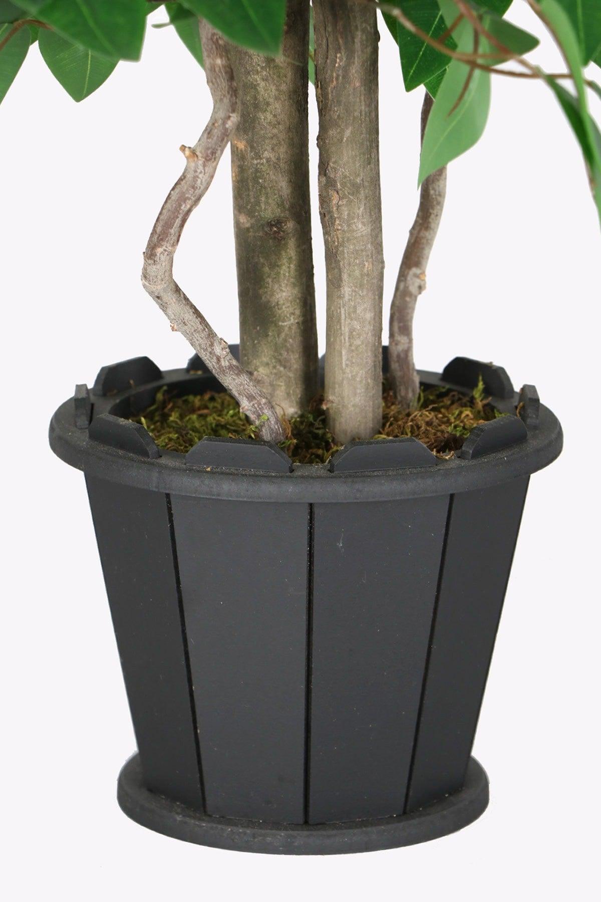 Artificial Benjamin Tree in Wooden Pot 100 Cm Green - Swordslife
