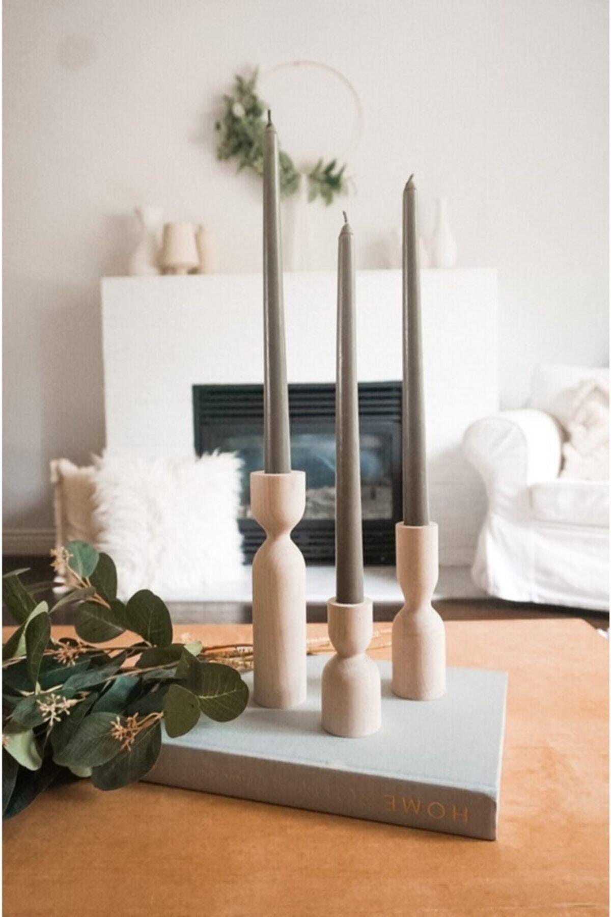 Wooden Design Renka Timber 3 Piece Candlestick Set - Swordslife