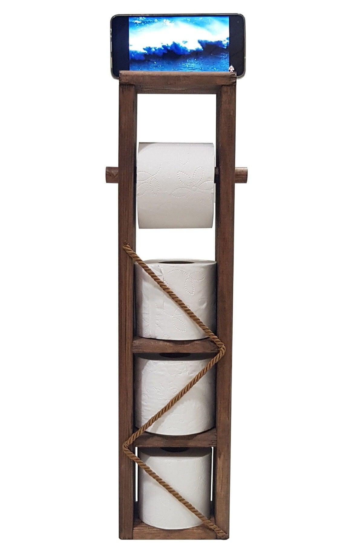 Ahşap Wc Papier Walnuss Farbe Toilettenpapierhalter Stand - Swordslife