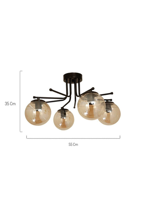 Ahsen 4 Piece Black Honey Glass Chandelier - Swordslife