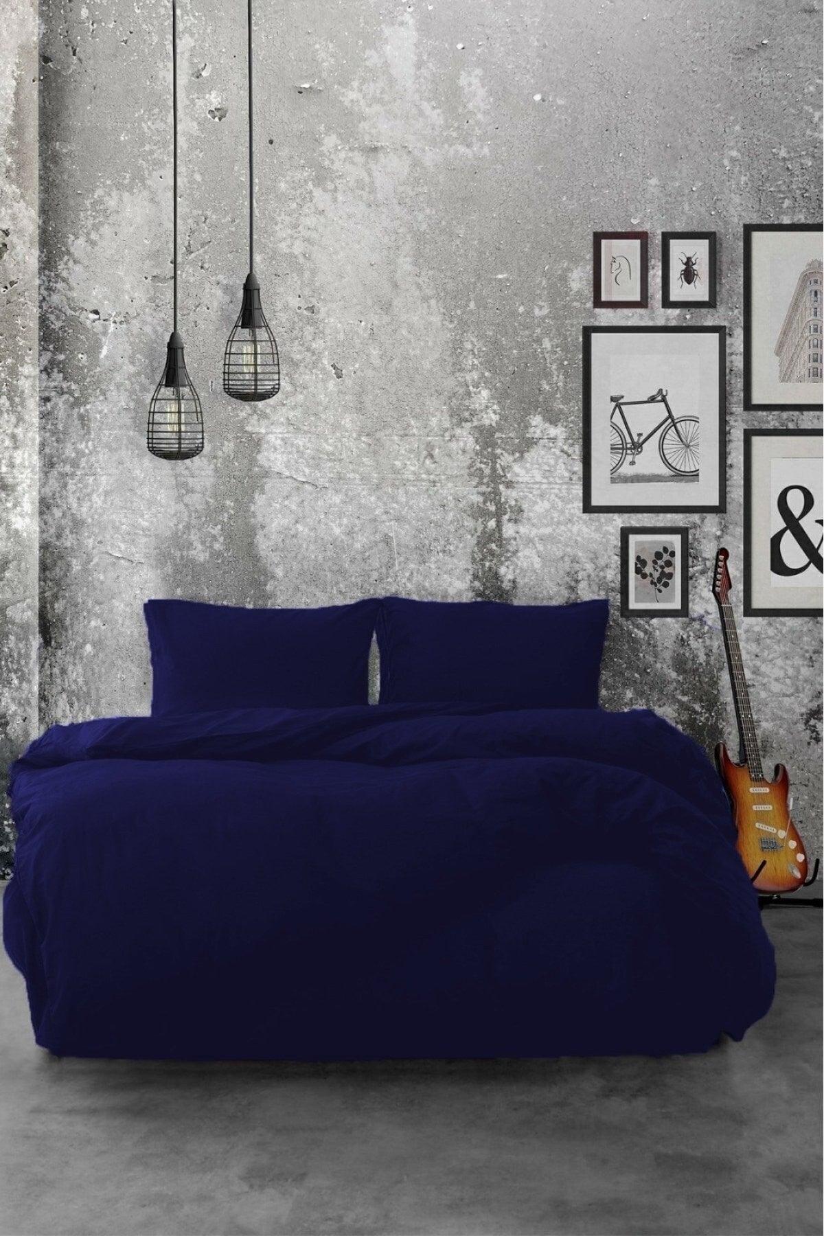 Akfil Cotton Navy Blue Double Duvet Cover